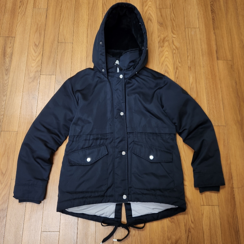 Hollister Insulated Hooded Parka Jacket Black Medium